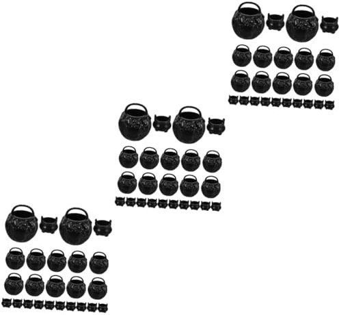 STOBAZA 3 Sets Mini Hexenfass Kessel Halloween Miniatur Hauszubehör Halloween aturen Zum Basteln Kessel Kunststoffkessel Eimer atur