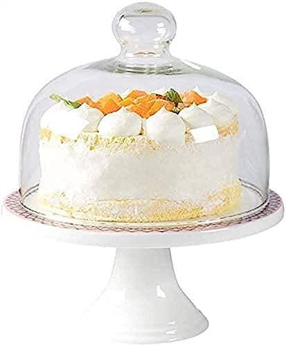CHFYIJYHM Cake Display Stand Clear Glass Dome Bread Cheese Save Cover Fruit Sandwich Tray Ceramic Plate Decorative Serving Tray Storage