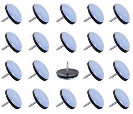 Oiieco 20 Stück Teflon Möbelgleiter mit Nagel, 30mm Teflon Stuhlgleiter mit Nagel Möbelgleiter Rund für Schwere Möbel Stühle Geflieste
