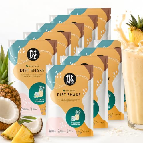 FIT ME Abnehmshake 10 x 25 g Portionsbeutel, Karamell Diätshake zum Abnehmen, Glutenfreier Shake Beauty-Booster, Mahlzeitenersatz mit Collagen & Matcha, Pulver, Kalorienarm & Proteinreich, Diätdrink