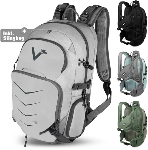 Valkental Rucksack 22L, Wanderrucksack, Wasserfest & Reflektierend | Erweiterbares Volumen, atmungsaktiv ohne Schwitzen, wasserfest & reflektierend, als Wander-, Trekking- & Fahrradrucksack