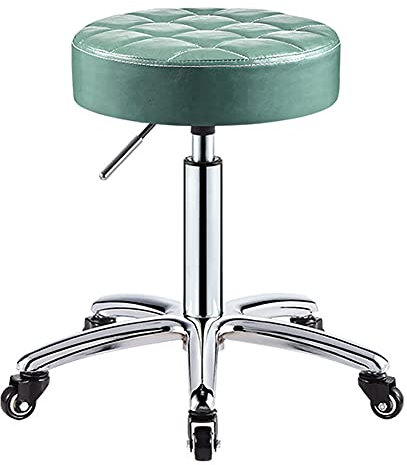 Verstellbarer hydraulischer drehbarer Rollhocker mit Rollen für Spa, Salon, Medizinisches Büro, Leder, rundes Kissen, rückenfrei, Arzthocker, ideal für Tattoos, Zuhause, Auto, Geschäft, Massage,