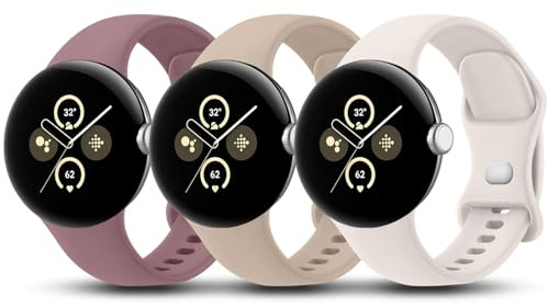 Tobfit 3 stycken armband för Google Pixel Watch 2 armband/Pixel Watch 3 41 mm armband män kvinnor, silikon ersättningsarmband klockarmband för Google Pixel Watch 3 41 mm/2/1, Small
