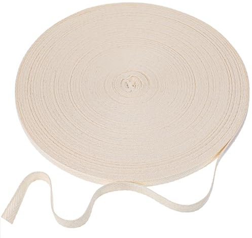 Grevosea 50m/Roll Baumwolle Gurtband Baumwolle Twill Tape Bänder Baumwoll Twillband Fischgräten-Gurtband Einfassband Schrägband Baumwolle zum Nähen Fischgrät zum Nähen Nahtband Baumwolle und Maßband
