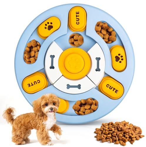 QGGTQG Puzzle Hundespielzeug Haustier Futternapf Intelligenz Futterspender Puzzle Lernspielzeug Katzentraining Langsamfütterer Anreicherung Intelligenz für Welpe und Katzen (Blau)