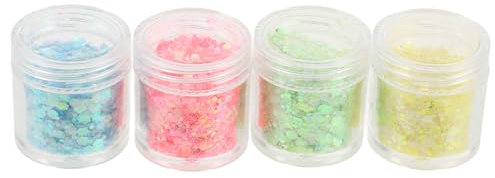 HAPINARY 4 Leuchtende Glitzerpuder Nagel Anhänger Für Acrylnägel, Make Up, Glitzer Pailletten Dekore, Grober Glitzer Für Den Körper, Glitzer Für Nägel, Pailletten, Glitzerflocken,