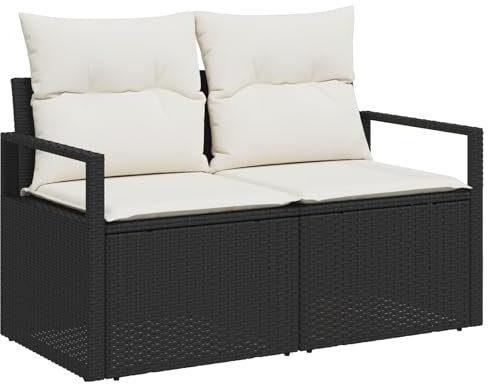 vidaXL Trädgårdsoffa med kudde 120 x 62 x 69 cm konstrotting, Trädgård och terrass, lätt modulär utesoffa, modern och hållbar möbel för avslappning utomhus