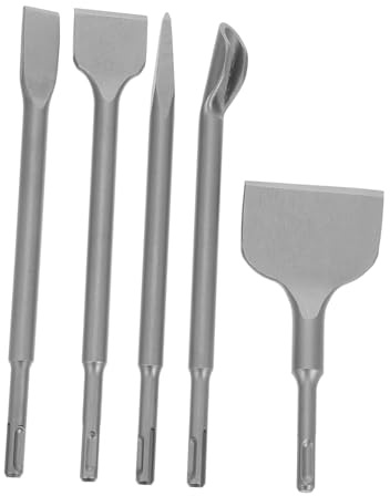 Ciieeo 5 Piezas Set De Cincel De Martillo Montaje En Ladrillo Sin Taladrar Baldoso Brocas Para Albañilería Cincel Demolición Tile Remover Tool Albañilería Gris Acero Cromado