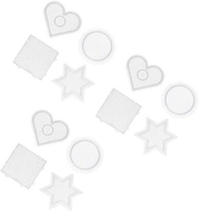 Yardwe 12 Stück Teiliges Bügelperlen Steckplatten aus Transparentem Kunststoff Geometrische Formen Hexagon Kreis Herz DIY Lernspielzeug für Kreativität und Feinmotorik