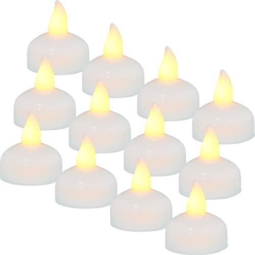 12 candele galleggianti resistenti all'acqua con batteria LED caldi toni gialli di colore acqua candele durevoli per matrimoni, Natale, feste, piscine stagni (giallo)