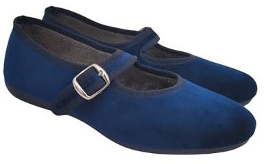 Originali Mary Jane, Ballerine Donna da Casa, Eleganti Friulane con Cinturino, Pantofole Basse in Velluto, Produzione Artigianale (Blu, Sistema Taglie Calzature EU, Adulto, Donna, Numero, Media, 38)