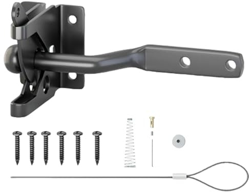 Loquet de Portillon à Automatique,Verrou de Porte Noir à Fermeture Automatique | Serrure Résistante Aux Intempéries Pour Sécurité Métal Bois Jardin Terrasse Grange Ferme Abri Piscine