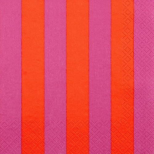 20 Servietten Muster Gerade Streifen rot-magenta als Tischdeko. Papierservietten mit Motiv. Auch für Decoupage und Serviettentechnik 33x33cm