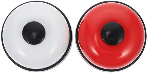 Mikikit Lot de 2 Sonnettes d'Appel de Table Noires Couvercles Blancs et Rouges Sonnette de Réception Compacte en Plastique Solide pour Restaurant Bar Cuisine