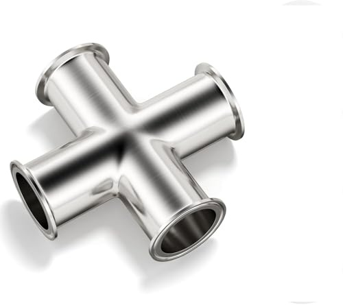 AOICXB Morsetto a Croce a 4 Vie Adatto for raccordi Sanitari in Acciaio Inossidabile 304 con Un Diametro Esterno di 2 Pollici, Flangia a Manicotto da 64 mm a Tre Morsetti(2 Tube OD)