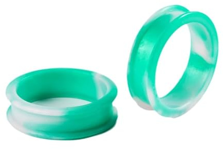 Hoisy Flash Tunnel 10mm(00G) 2 Stück, Rund Hohl Expander Set Tunnel, Silikon Ohren Tunnel Set Weiß Grün