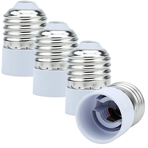 INTIRILIFE E27 auf E14 Lampensockel Adapter in WEISS - 4x Lampenadapter zum Umformatieren von E14 Lampe auf E27 Fassung - 4er Set Konverter für Lampenfassung LED Lampen Glühlampen CFL-Lampen
