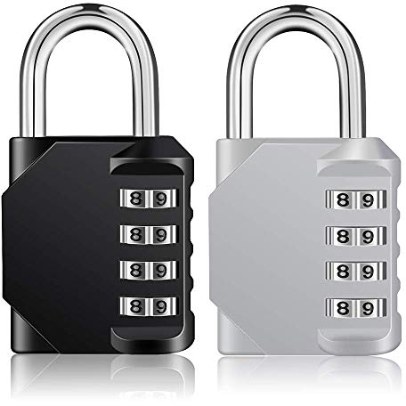 ZHEGE Combination Padlocks Outdoor, Heavy Duty Weatherproof Combination Locks Outdoor for Fence Gate, Sheds, 4 Digit Gym Padlocks, School Locker Padlocks 2 Pack (Black & Silver)