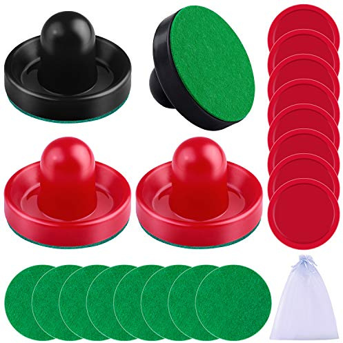 URATOT Air Hockey Accessories - Pushers, Pucks & Paddles (4 Pushers, 8 Red Pucks, 8 Green Pads)