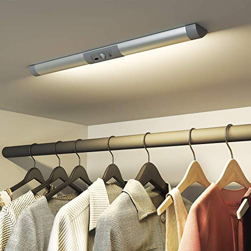 SIBI LIGHTING Schrankbeleuchtung mit Bewegungsmelder 1Stück 4000K | USB Wiederaufladbar Schrankleuchte, Augenschutz Design, für Schrank, Kleiderschrank, Treppen, Flur