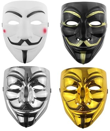 Udekit Hacker Maske V für Vendetta Maske für Erwachsene Kinder Halloween Karneval Party Kostüm Cosplay