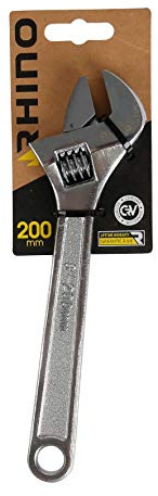 RHINO 5052 - Rotella grande apertura, chiave inglese regolabile, lunghezza 200 mm, alta qualità, realizzata in acciaio (cromo vanadio - varie misure disponibili