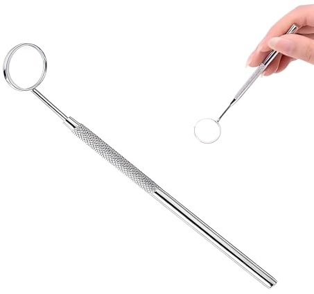 YNR Orale Odontoiatria Dentistico Orale Igiene Bocca Specchio Acciaio Inox Manico, Dentista Attrezzo per Denti Pulizia Ispezione Quotidiano Uso Orale Cura