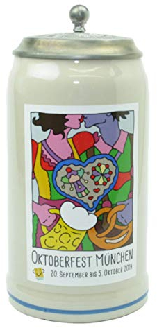 Steinfixx® - Boccale originale Oktoberfest 2014 con coperchio in peltro e certificato I Boccale dell'anno I Wiesnkbrocg I