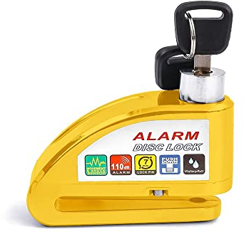 Bremsscheibenschloss Alarm 110dB kompatibel mit Royal Enfield Interceptor 650 gelb