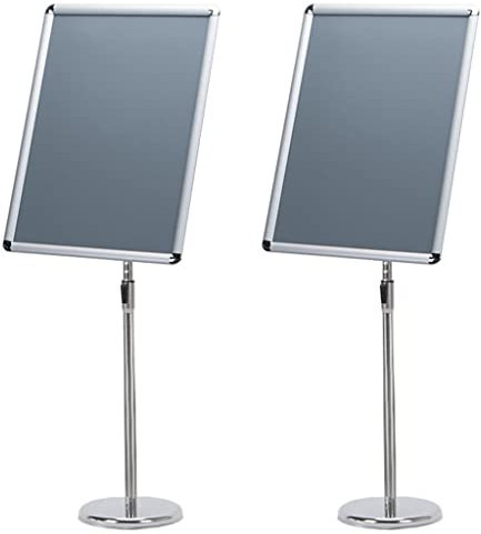 HBLZGBL 2X Infoständer A2 Aluminium Plakatständer Höhenverstellbar Posterständer Informationsständer Präsentationsständer Werbeständer mit Sicherheitsecke (Color : Silver)