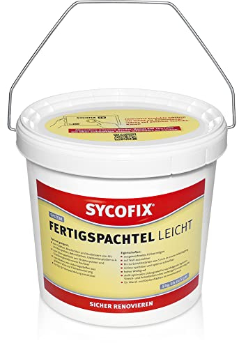 Sycofix System Fertigspachtel leicht 8 kg, Weiß Innen, gebrauchsfertige Spachtelmasse im Eimer, für den Innenbereich, leicht aufzutragen, zum Ausbessern und Glätten, Fertigspachtel
