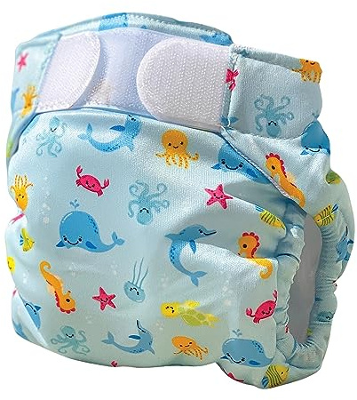 FREDS SWIM ACADEMY Wiederverwendbare Schwimmwindel - Swim Nappy mit Klettverschluss, Baby-Schwimmhose aus weichem Material, verstellbar & einfach anzulegen (Blau, 1)