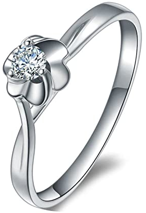 ANAZOZ Ring Platin Damen, Ring Diamant Echt Hochzeit 0,098 Karat Verlobungsring Damen Personalisierte
