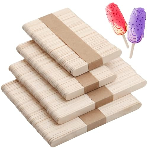 Mbsomnus 200 Palos Madera Manualidades, Palitos de Madera,Depresores de Madera,DIY Palos Helado para Manualidades, EducacióN para Regalos Hechos A Mano (114 mm x 2 + 64 mm x 2)