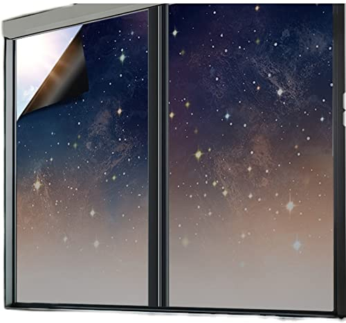 Fensterfolie Blickdicht Sternenhimmel Sichtschutzfolie Fenster Selbsthaftend,Milchglasfolie Anti-Uv,Folie Fenster Sichtschutz,Fenster Folie Blickschutz,Blickdichte Fensterfolie (90x58cm)