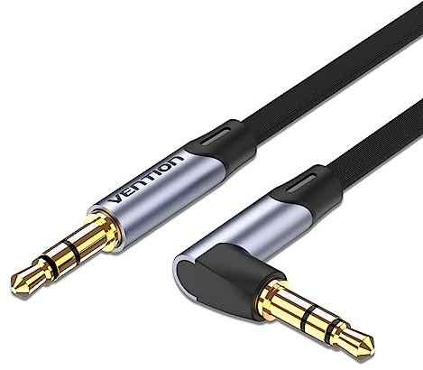 VENTION 3,5mm Aux-Kabel 3m 90 Grad Audio-Kabel Flach TRS-Kabel Stereo-Stecker für Kopfhörer, Auto, Lautsprecher, Soundbar, PC, Laptop und Mehr
