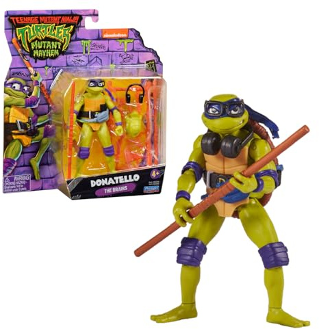 TORTUGAS NINJA Figura Básica Donatello, Figura de acción articulada, diseño Original, Personaje con Accesorios de la película Caos mutante, niños y niñas +4 años, Famosa (TU805600)