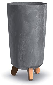 URBN GARDEN Tall Slim Marengo grey Look Plastic Planter Flower Soil Pot Indoor Outdoor With Legs