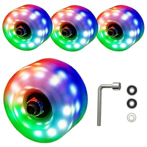 Skateboard Rollen Rollschuh Räder 4 Packung Leuchten Sie Leuchträder im Freien farbige Räder doppeltes Reihenlauf und Skateboard Skateboard-Räder (Color : Multicolor)