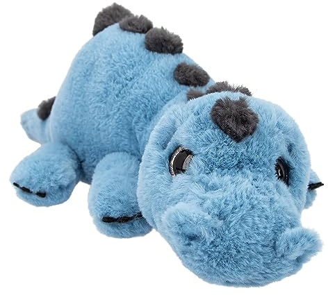 Depesche 12519 Dino World - Kuscheltier Dinosaurier mit blauem Fell und Glitzeraugen, ca. 50 cm großer Plüsch Dino