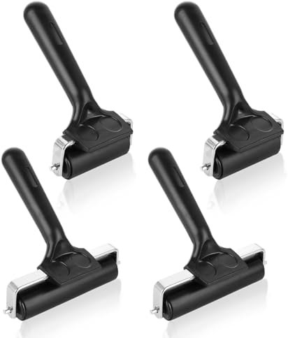 VIDETOL 4 Pcs Brayer Roller, 2.4 inch/3.9 Inch Block Printing Ink Brayer, Handle Rubber Brayers Roller for Arts & Crafts, Printmaking, DIY, Block Printing