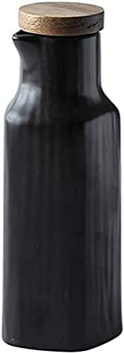 MAGICVOGEL Distributeur d'huile en céramique 300 ml - Distributeur d'huile d'olive - Distributeur de vinaigre - Distributeur de sauce soja - Étanche à la poussière - Avec couvercle - Noir