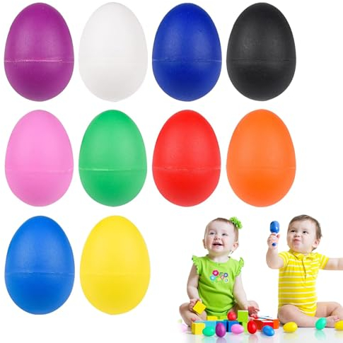 Egg Shaker,10Pcs Egg Shakers Rasseleier,Eier Maracas,Bunte Musikeier Klangeier,Musical Egg Shaker,Schütteleier für Kinder,Musik Percussion Klangeier,Rhythmus Eier Set,Musikalische Früherziehung