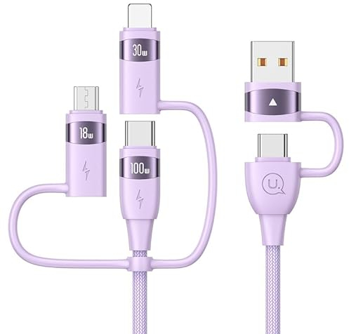 Pluggify 100W Multi USB Kabel, 6 in 1 Multi Ladekabel USB C Kabel PD 5A Schnellladekabel U S B A/C auf U SB C[100W] / iP[30W] / Micro[18W] Mehrfach Universal Ladekabel für Laptop Handy 1.2M