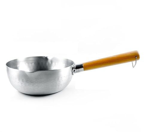Pot Chauffe-lait, Casserole en Aluminium Poêle Chauffe-beurre Antiadhésive avec Manche en Bois pour la Cuisine à Domicile (24 cm / 9,45 pouces)