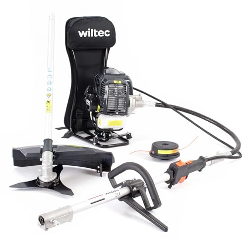 Wiltec 2-in-1 Multifunktionsgerät mit 2-Takt-Motor mit Rucksack, Backpacker Multigartengerät, Multitool Gartenwerkzeug mit u.a. Rasentrimmer