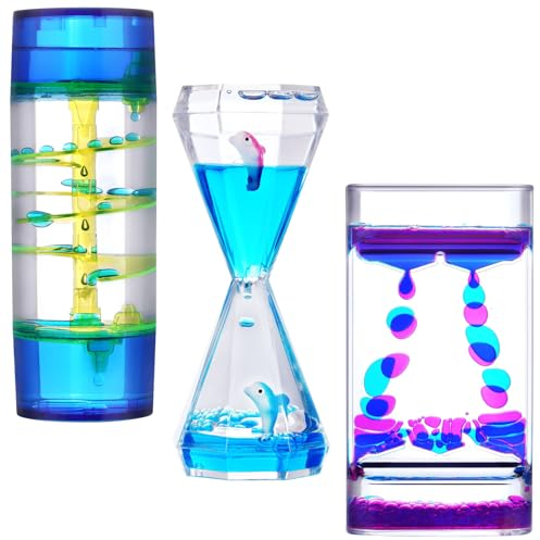 OSDUE Sabliers Liquide,3 Jouets Minuteur sensoriel Liquide Liquid Motion Timer Bubbler sensoriels pour la Relaxation minuteur pour soulager Le Stress Sablier pour Calmant Apaisant Relaxant