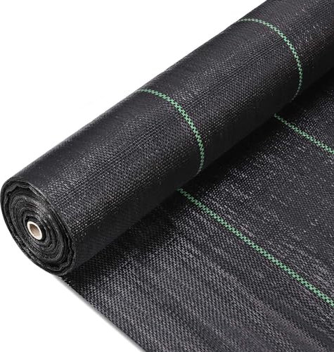 4 x 50FT Malla Antihierbas, 90g/m² Tela Geotextil para Control de Maleza Permeable al Agua Anti-UV Barreras contra Malezas