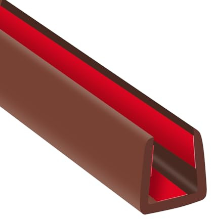 Gummi-Kantenverkleidung, flexibles Kantenband, 10 mm U-Kanal-Kantenschutz, selbstklebender Kantenschutz für Sperrholz, Glas, Flexiglas und Blechteile, Länge 6 m, Braun
