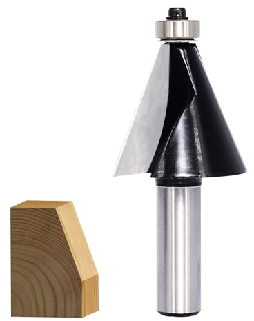 SICWOOD Chamfer Router Bit 1/2 Shank, 20° Degree Carbide 2-Flute Chamfer Cut, Edge Forming Bevel Router Bit, Chamfer Bit Miter Angle Router Cutters, for Miter Joints